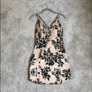 Black and Tan Patterned Mini Dress